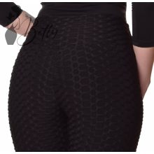 Fekete színű, anyagában mintás, műszőrme bélelt leggings M/L, XL/2XL