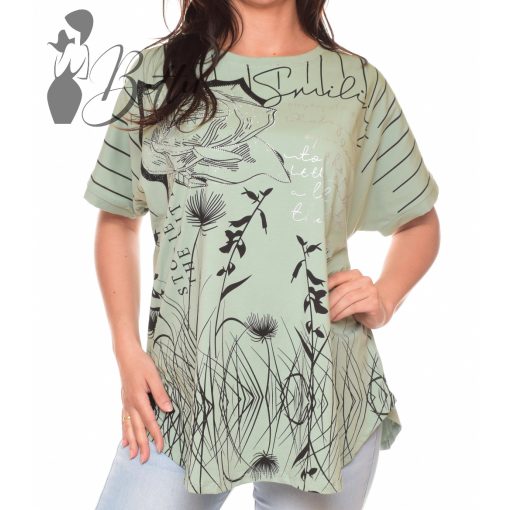 Feliratos és mintás, bő tunika M/L, XL/XXL