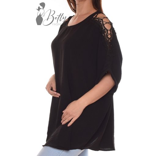 Vállain horgolt betétes, bő szabású tunika L/XL, 2XL/3XL