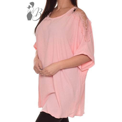 Vállain horgolt betétes, bő szabású tunika L/XL, 2XL/3XL