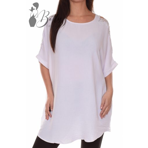 Vállain horgolt betétes, bő szabású tunika L/XL, 2XL/3XL