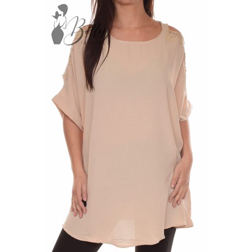 Vállain horgolt betétes, bő szabású tunika L/XL, 2XL/3XL
