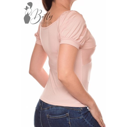 Rózsaszín-fehér pöttyös felső S-M