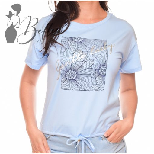 Virág díszes, megkötős, laza felső S/M, L/XL