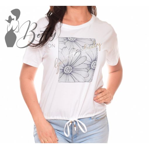 Virág díszes, megkötős, laza felső S/M, L/XL