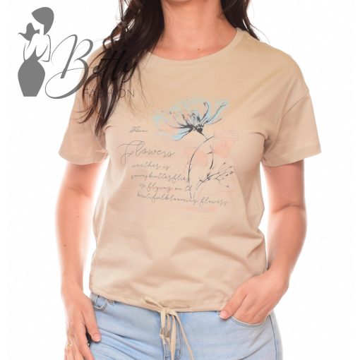 Virág díszes, megkötős, laza felső S/M, L/XL