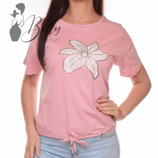 Virág díszes, megkötős, laza felső S/M, L/XL