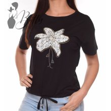 Virág díszes, megkötős, laza felső S/M, L/XL