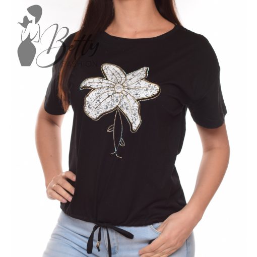 Virág díszes, megkötős, laza felső S/M, L/XL