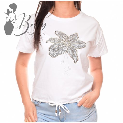 Virág díszes, megkötős, laza felső S/M, L/XL