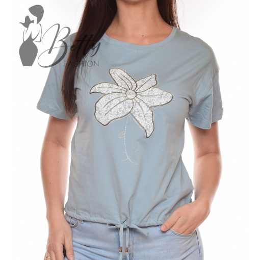 Virág díszes, megkötős, laza felső S/M, L/XL