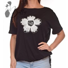 Virág díszes, oldalt megkötős, bő felső S/M, L/XL