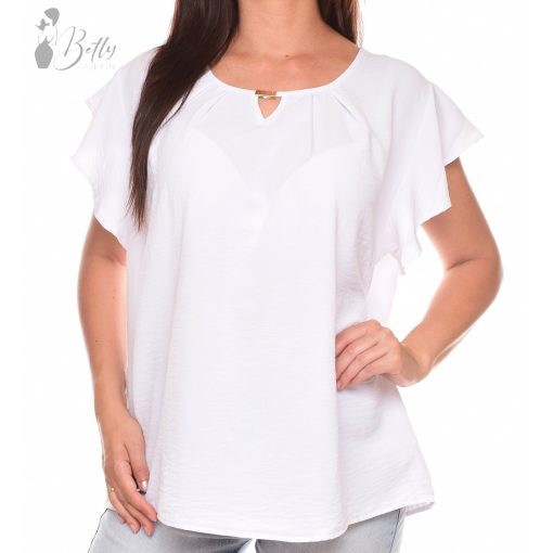 Mellnél fémdszes, fodros ujjú felső/blúz S/M, L/XL