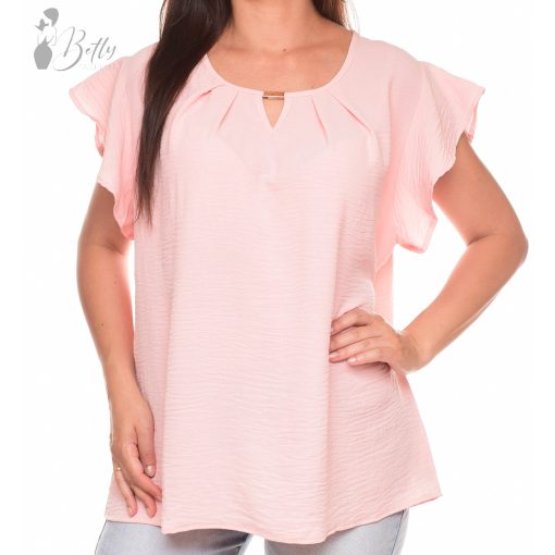 Mellnél fémdszes, fodros ujjú felső/blúz S/M, L/XL