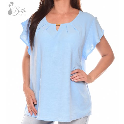 Mellnél fémdszes, fodros ujjú felső/blúz S/M, L/XL