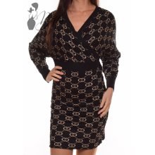 Mintás, mellnél átlapolt kötött ruha M/L, L/XL, XL/2XL