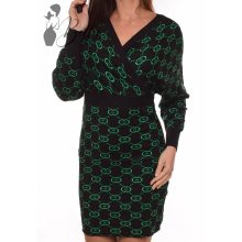 Mintás, mellnél átlapolt kötött ruha M/L, L/XL, XL/2XL