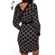 Mintás, mellnél átlapolt kötött ruha M/L, L/XL, XL/2XL