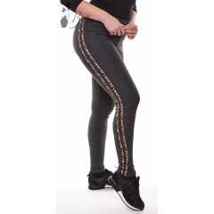 Oldalán dupla leopárdmintás csíkos leggings S/M, L/XL
