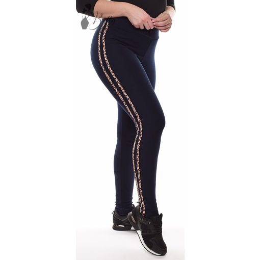 Oldalán dupla leopárdmintás csíkos leggings S/M, L/XL