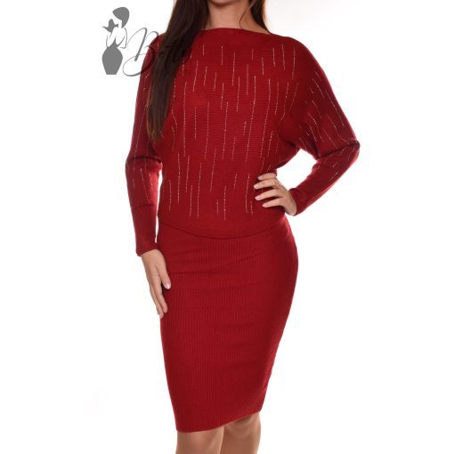 Kötött midi ruha + strasszos felső szett S/M, L/XL