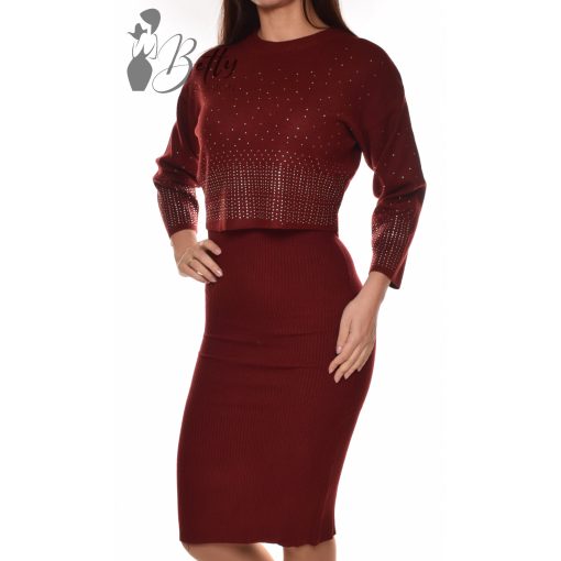 Kötött midi ruha + strasszos felső szett S/M, L/XL