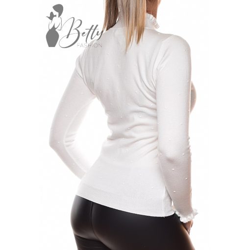 White Top with Jewelry Embellishment S/M