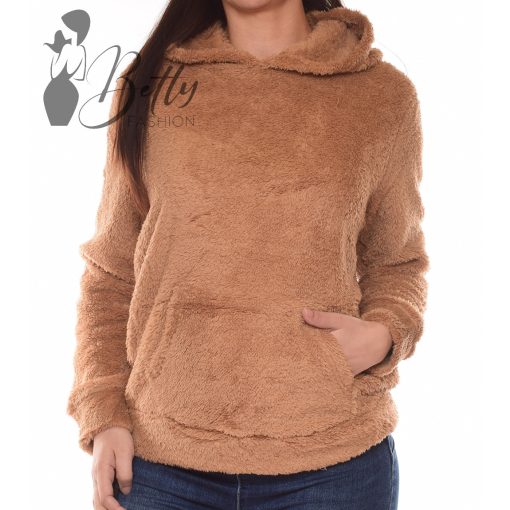 Barna színű, szőrmés pulóver L/XL