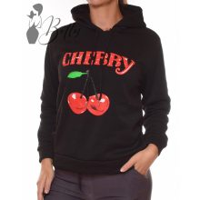 Cseresznye mintás, polárbélelt pulóver M/L, XL/XXL