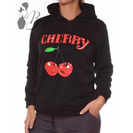 Cseresznye mintás, polárbélelt pulóver M/L, XL/XXL