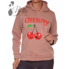 Cseresznye mintás, polárbélelt pulóver M/L, XL/XXL