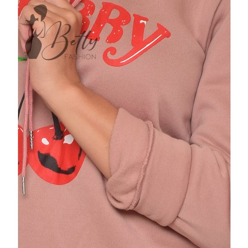 Cseresznye mintás, polárbélelt pulóver M/L, XL/XXL