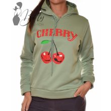 Cseresznye mintás, polárbélelt pulóver M/L, XL/XXL