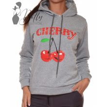 Cseresznye mintás, polárbélelt pulóver M/L, XL/XXL