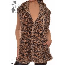 Leopárd mintás, pihe-puha, hosszított mellény M/L, XL/XXL