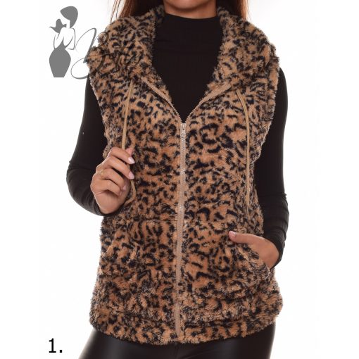 Leopárd mintás, pihe-puha mellény M/L, XL/XXL