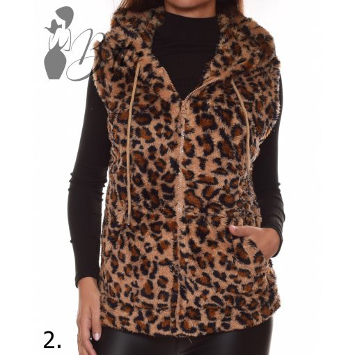 Leopárd mintás, pihe-puha mellény M/L, XL/XXL