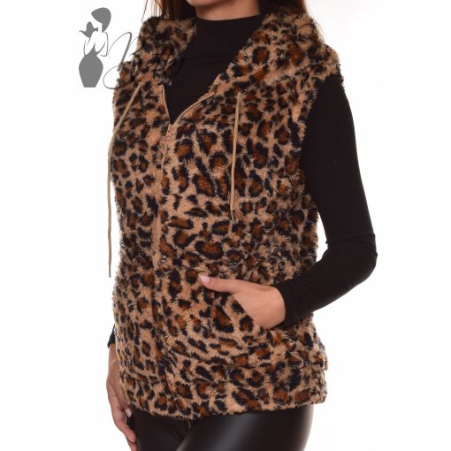Leopárd mintás, pihe-puha mellény M/L, XL/XXL
