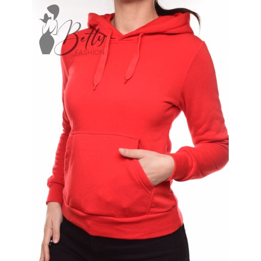 Piros színű, kapucnis pulóver S