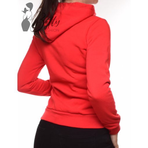 Piros színű, kapucnis pulóver S