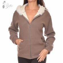 Bélelt szőrmés kapucnis polár pulóver M/L, XL/XXL