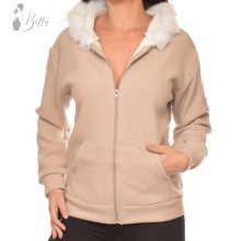 Bélelt szőrmés kapucnis polár pulóver M/L, XL/XXL
