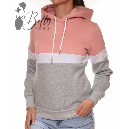 Tricolor, polárbélelt, kapucnis, pulóver S, M, L, XL