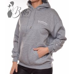 Kapucnis, bő pulóver, feliratos részekkel M-L-XL
