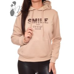   Smile feliratos, kapucnis, polár bélelt pulóver S/M, L/XL, XL/2XL