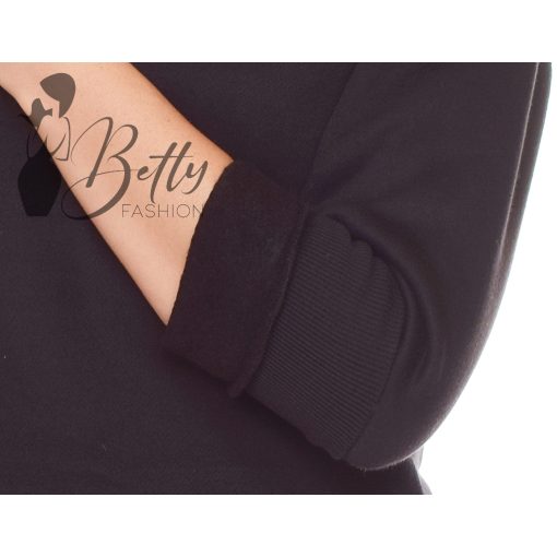 Fekete színű, kapucnis, polárbélelt pulóver XS, S, M, L, XL