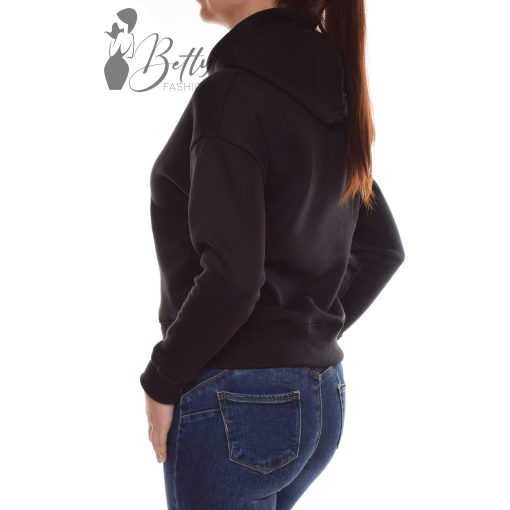 Fekete színű, kapucnis, polárbélelt pulóver XS, S, M, L, XL