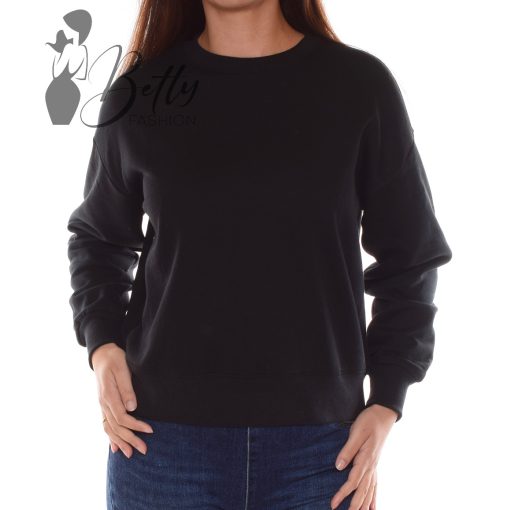 Fekete színű, polárbélelt, laza fazonú pulóver S, M, L, XL