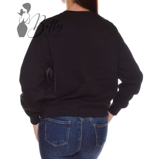 Fekete színű, polárbélelt, laza fazonú pulóver S, M, L, XL