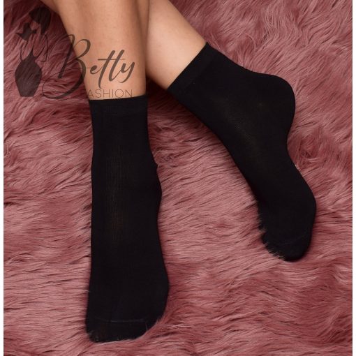 Fekete, köztes szárú, bambusz bokazokni 5 pár/csomag